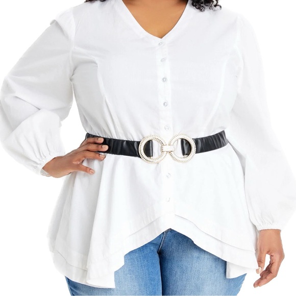 Ashley Stewart Plus Size Crystal Embellished Ruched Belt (6.0) - Picture 2 of 5